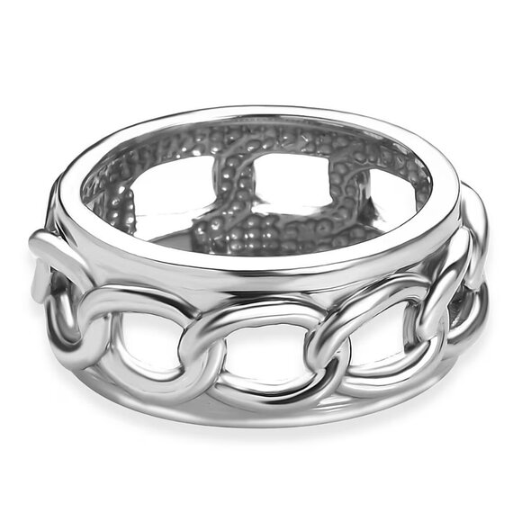 NEW Men's Curb Chain Design Ring in Stainless Steel - Size 14 - Picture 3 of 3